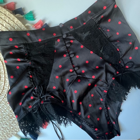 For Love & Lemons Melrose Cheeky Panty Black Polka Dot Small NEW - Picture 4 of 7